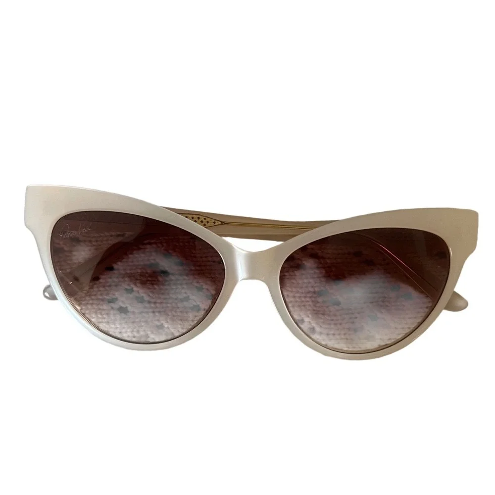 Patricia Nash Women Cream Cat Eye Sunglasses Brown Gradient Lens Retro Vintage - Picture 5 of 5